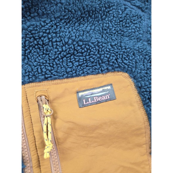 LL Bean Sherpa Fleece Jacket Mens XL High Pile Green - Picture 6 of 7